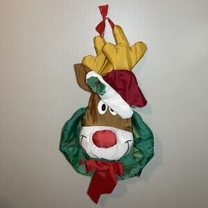 Vintage Windsport RUDOLPH WREATH 1997 •3D• Outdoor Decor Wall Christmas RARE